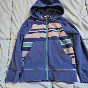 The North Face Kids Blue and Green Striped Hoodie